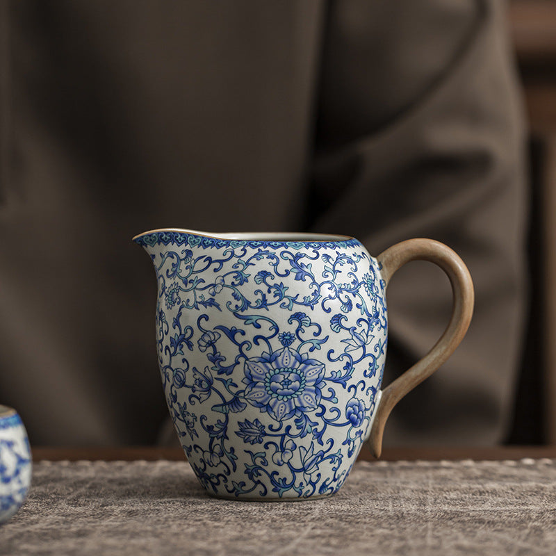 Light Luxury Tea Set Item - Underglaze Blue Elegant Beauty Ceramic High - grade Tea Dividing Pitcher (Tea Sea) for Tea Ceremony & Premium Tea Table