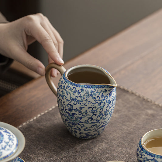 Light Luxury Tea Set Item - Underglaze Blue Elegant Beauty Ceramic High - grade Tea Dividing Pitcher (Tea Sea) for Tea Ceremony & Premium Tea Table